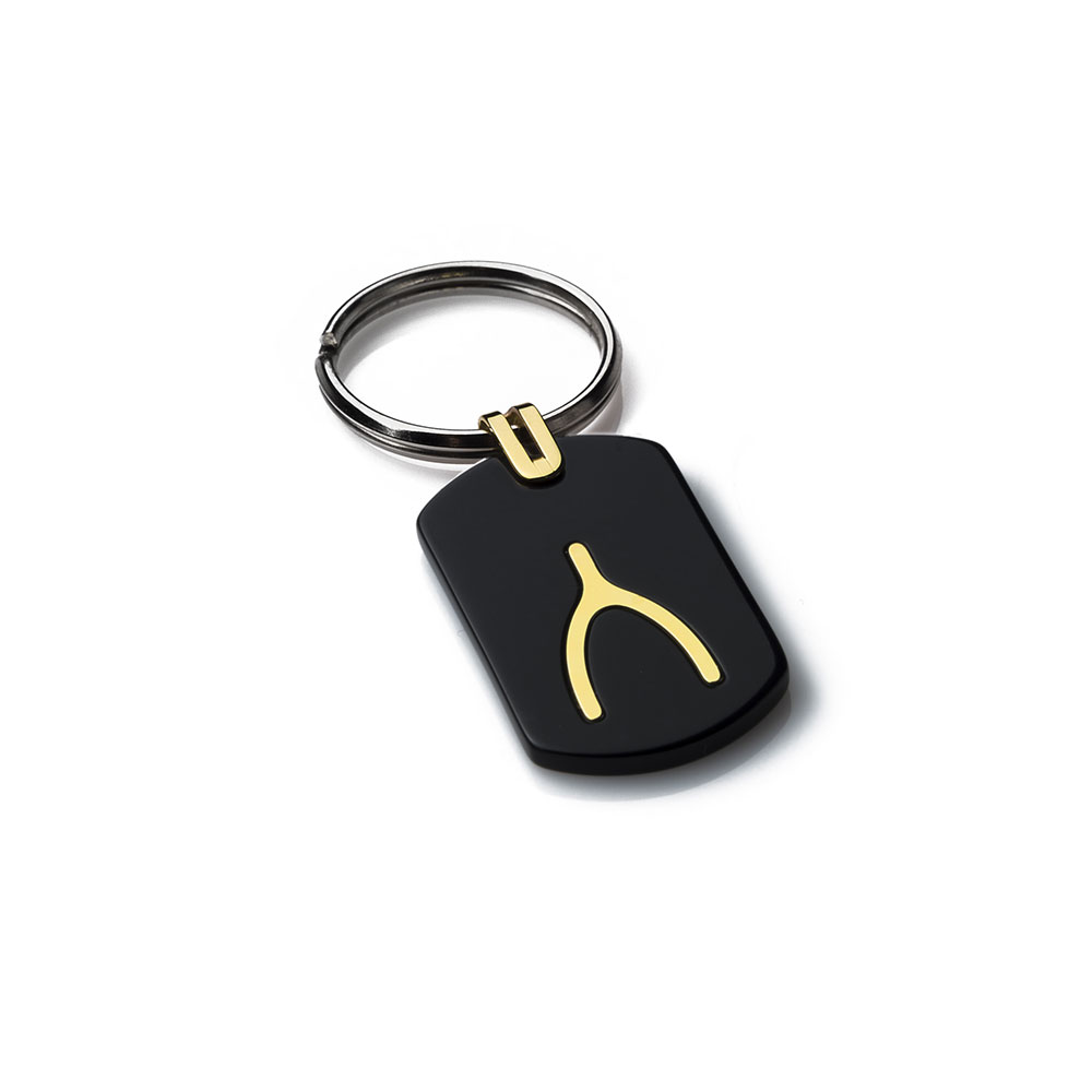 Rockman Jewelry Wishbone Gold Key Ring