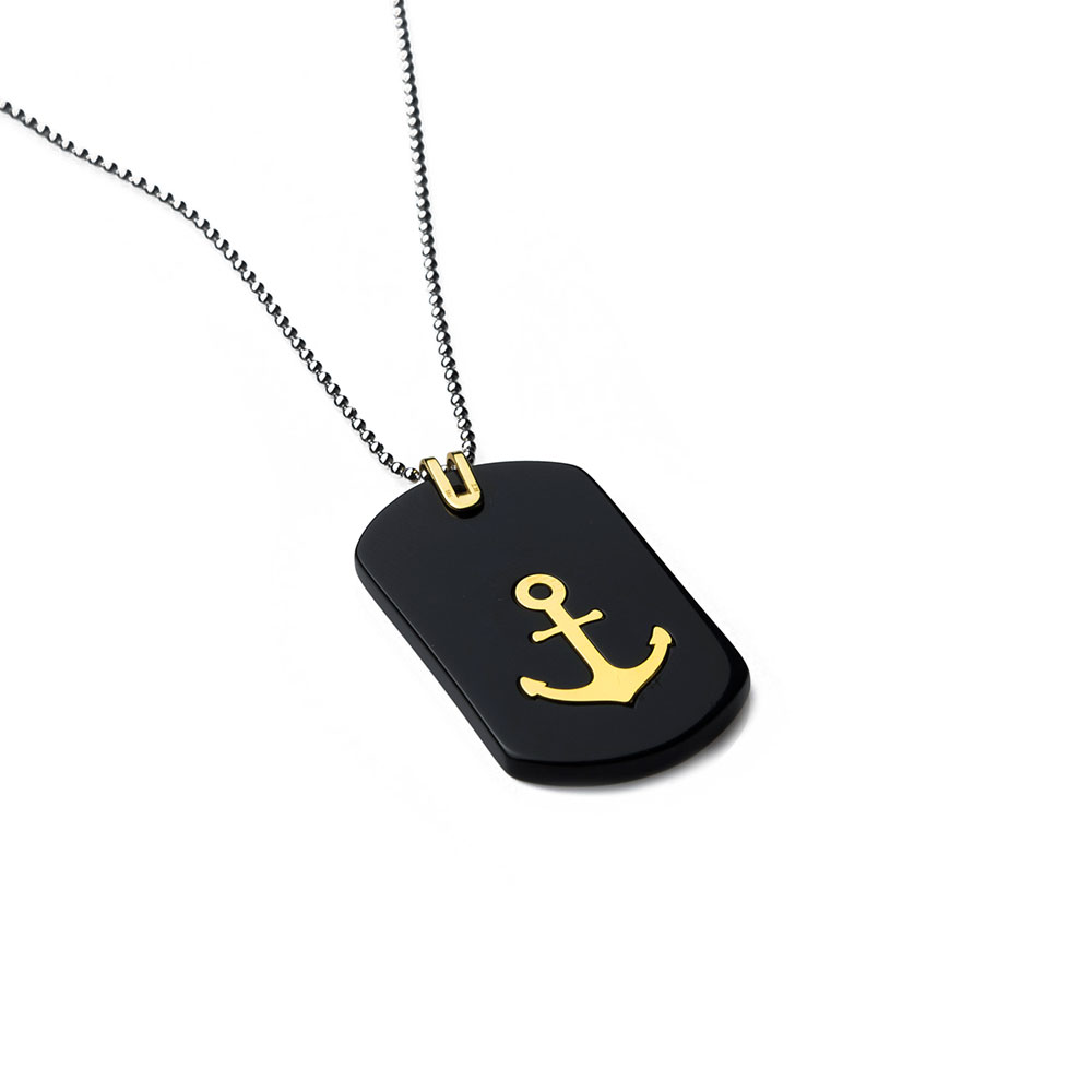 Anchor Gold Tag Necklace