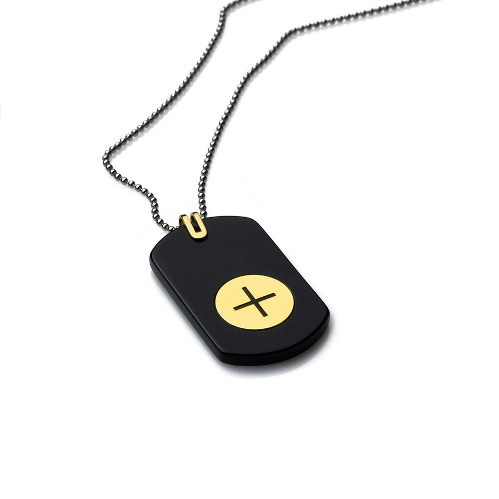 Button Gold Tag Necklace
