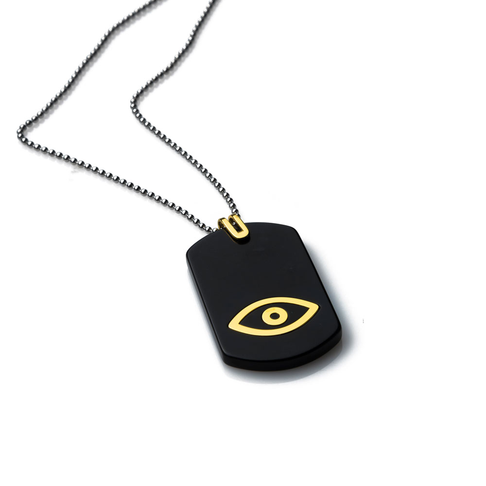 Evil Eye Gold Tag Necklace