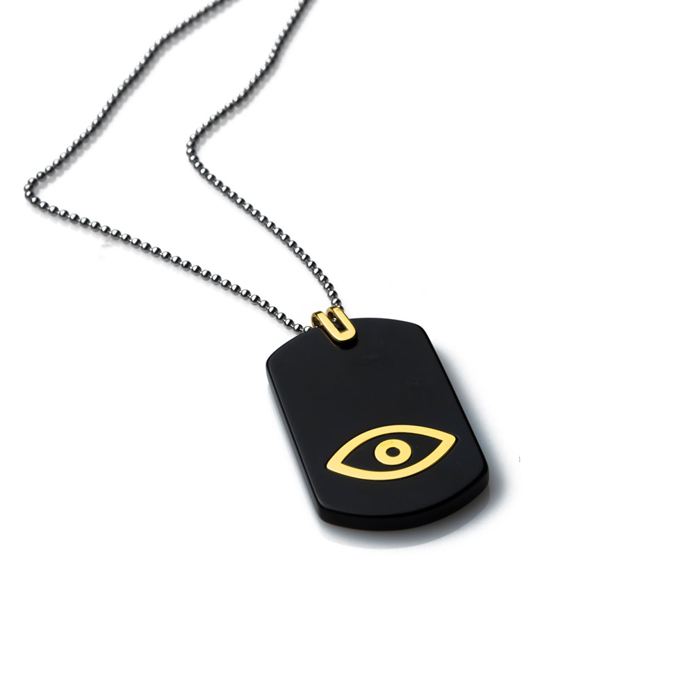 Mens gold evil clearance eye necklace