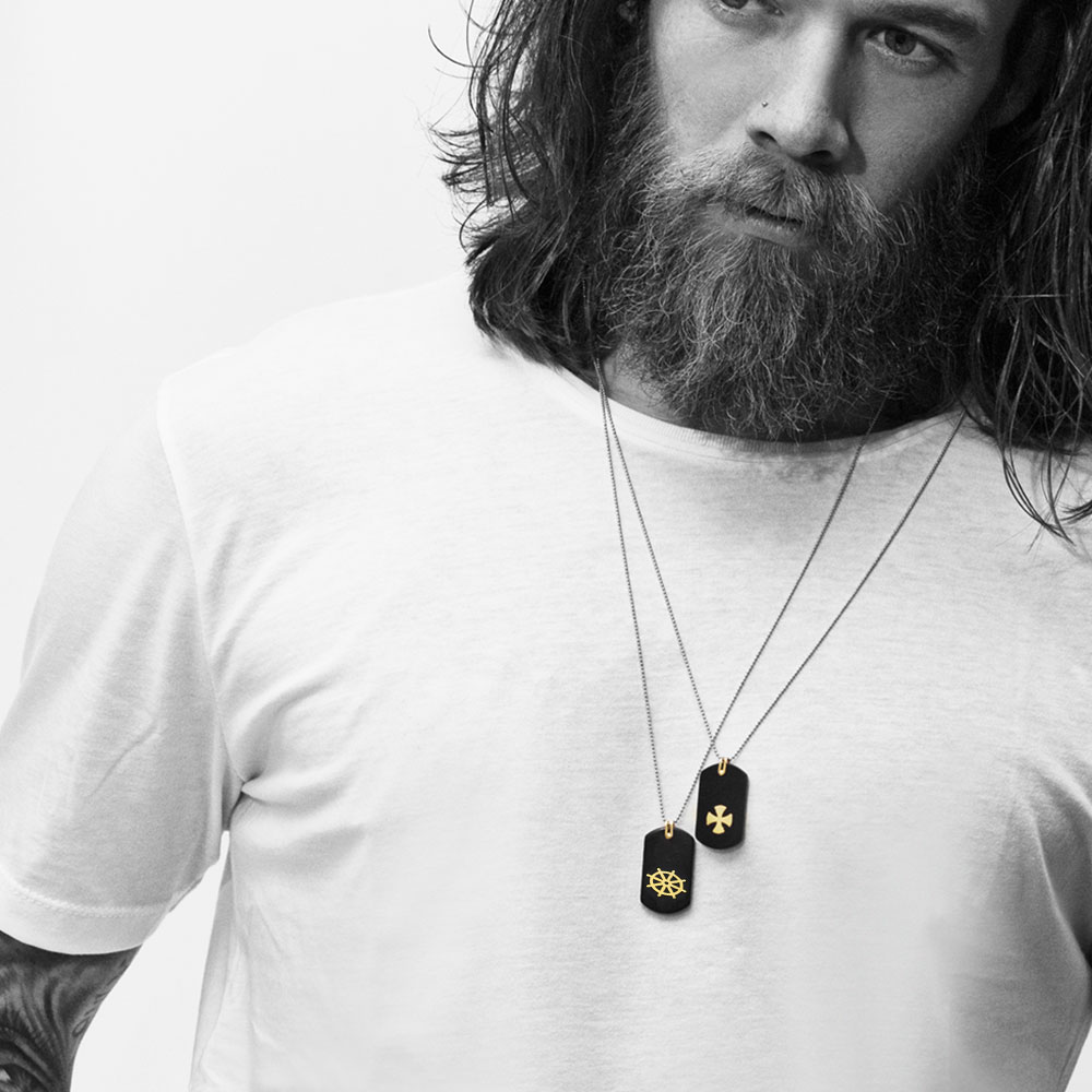 Mens gold chain with dog sales tag