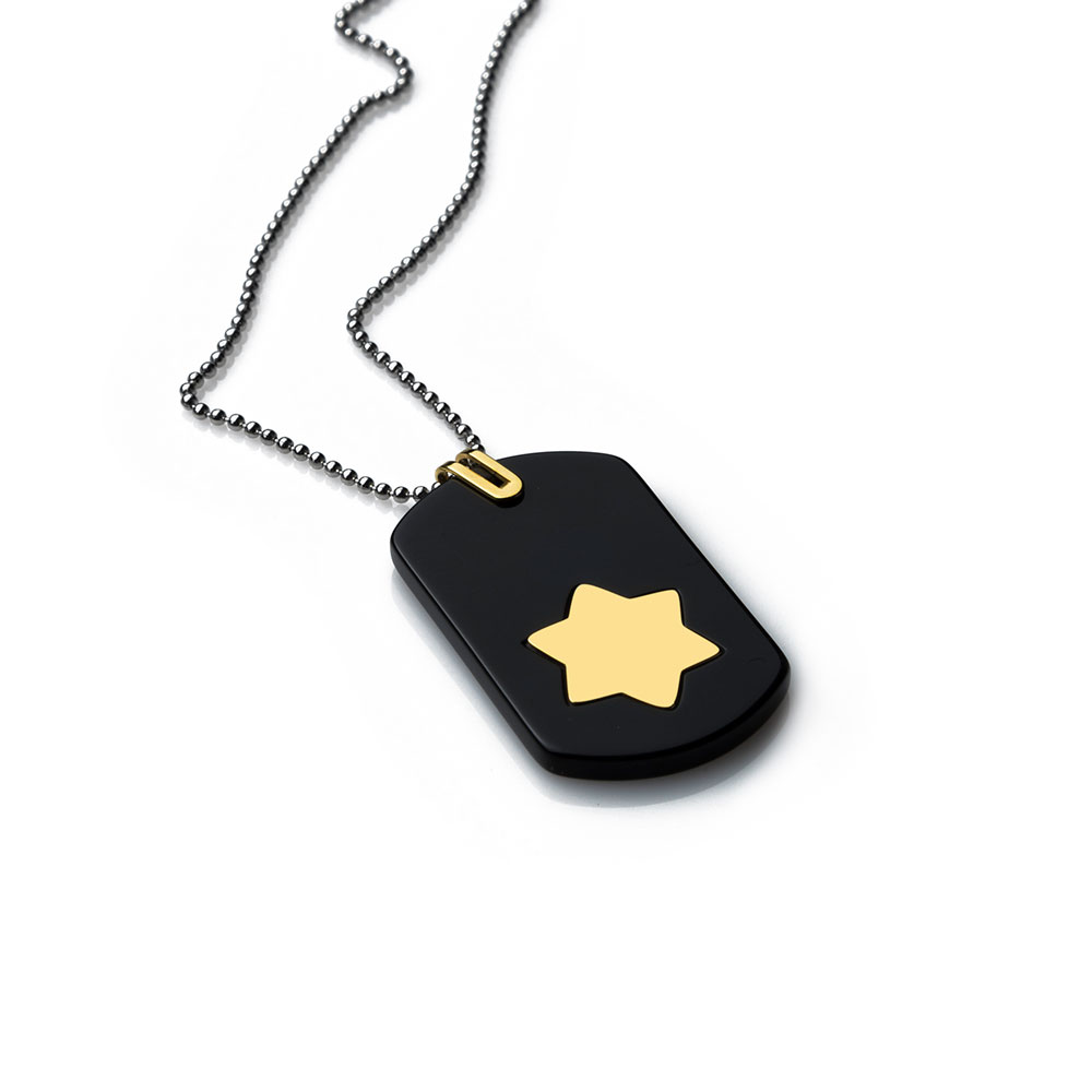 Hexagram Gold Tag Necklace
