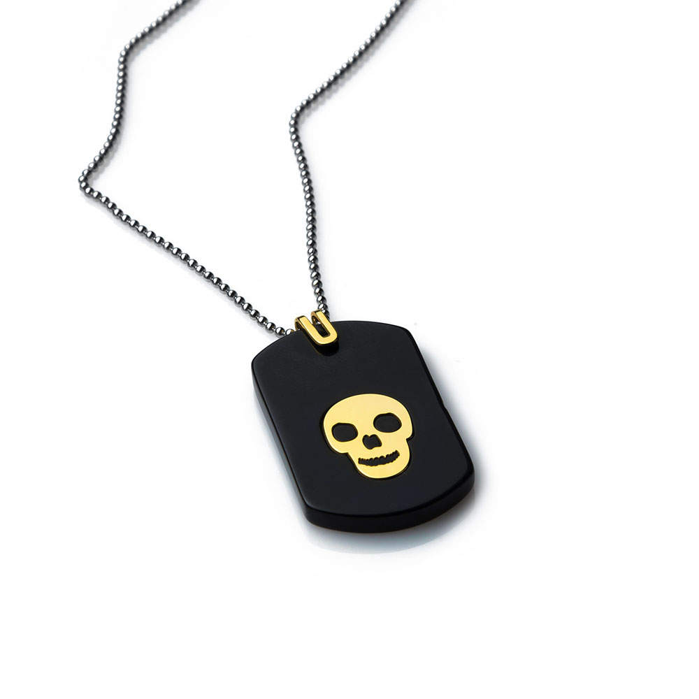 Skull Gold Tag Necklace