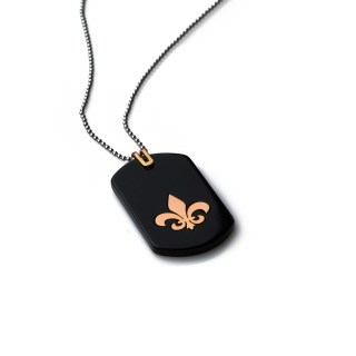 mens-gold-necklace-dog-tag-fleur-de-lis-pink-14k-stainless-steal-ball-chain-rockmanjewerly-089663-1